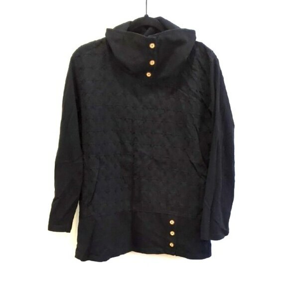 Focus Casual Life Tops - Langenlook Artsy Black Funnel Neck Button Tunic Top Focus Casual Life Size S EUC